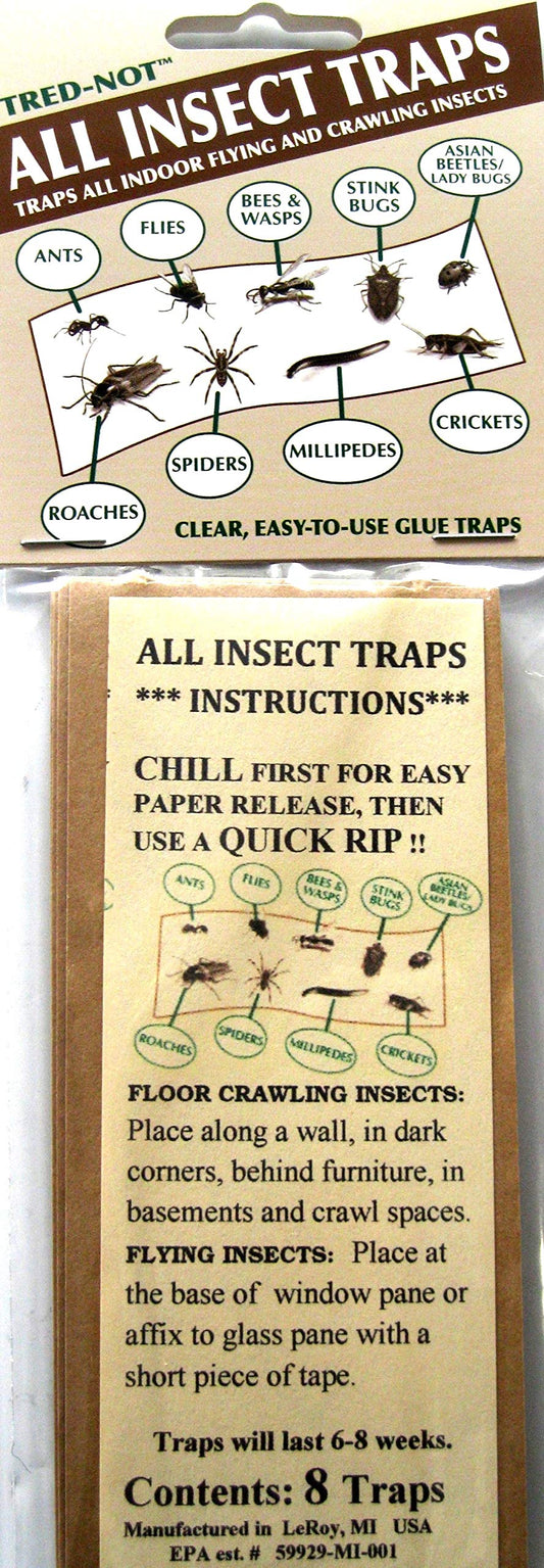 8 pk Economy All Insect Traps/Glue Boards/Window Strips.. Fly, Bees, Wasps, Asian Beetles +