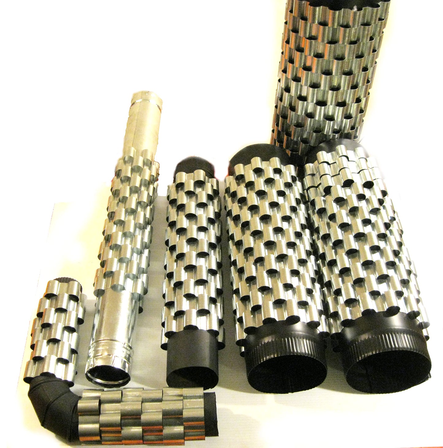 12 ALUMINUM Stovepipe Heat Exchangers, 8" Dia. Add-On stove pipe Heat Reclaim Radiator Bands